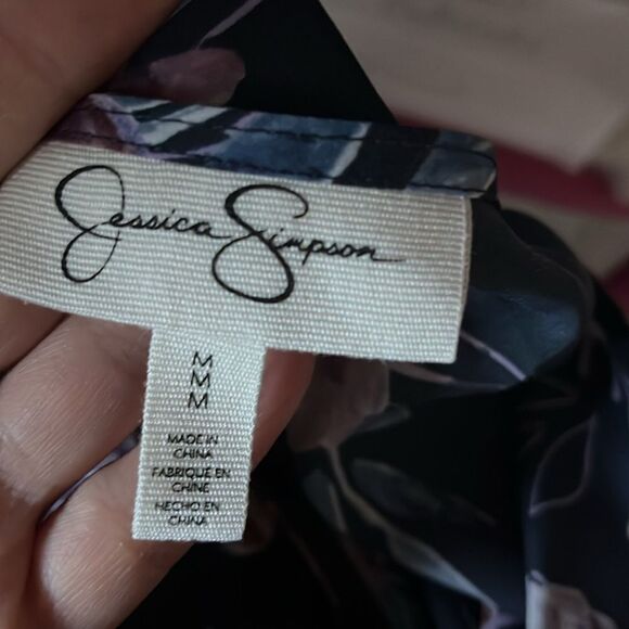 Jessica Simpson fake wrap short sleeve blouse top with belt size medium - Picture 10 of 14